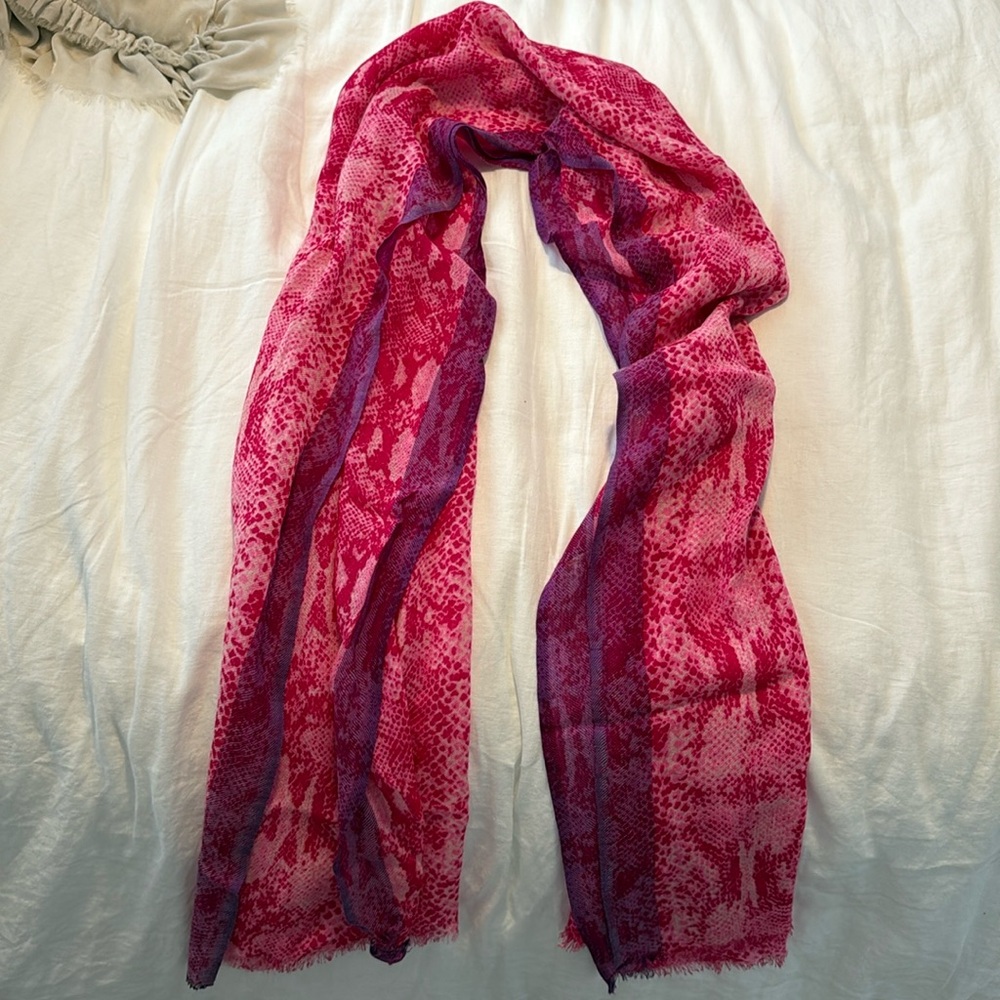 Juicy Couture pink and purple snake print scarf